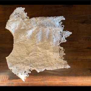 Cropped white lace top